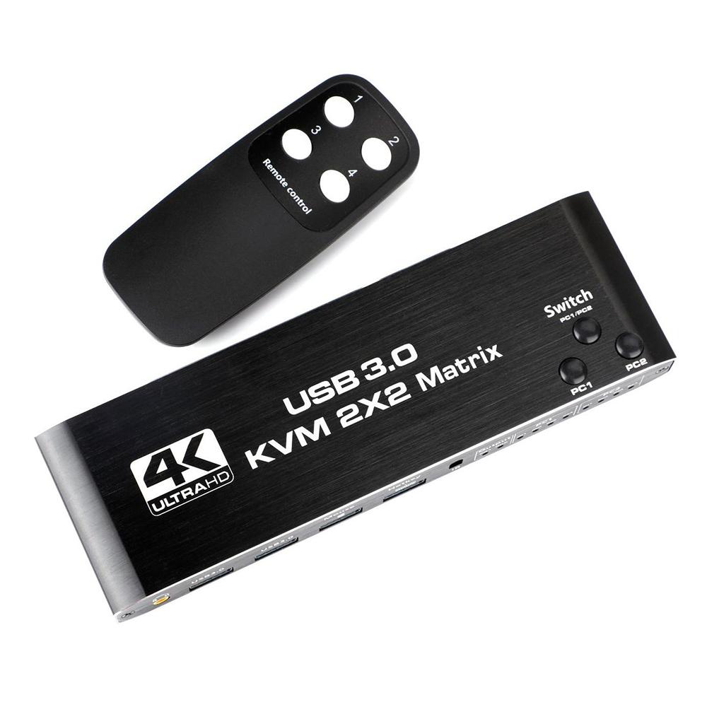 

K3-1 Матричний HDMI-перемикач 2x2 KVM 4K 60 Гц USB 3.0 Розширювач дисплея для двох екранів для ПК Домашнього кінотеатру As Shown A