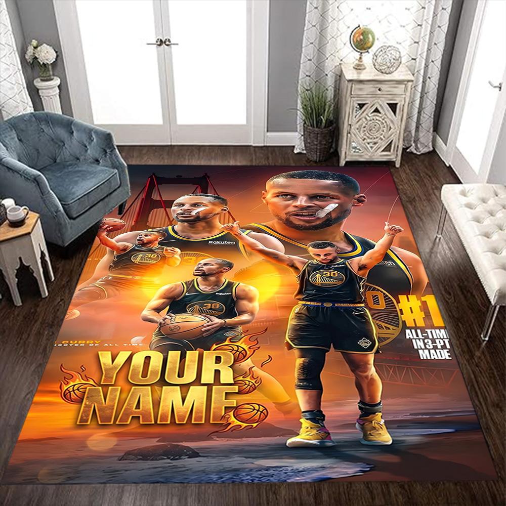 Golden State Curry Customize Text Carpet Perfect for Playrooms Dormitory Decorate Room Dining Room Anti-slip Rug Anime Office Decor Wedding Party Gift