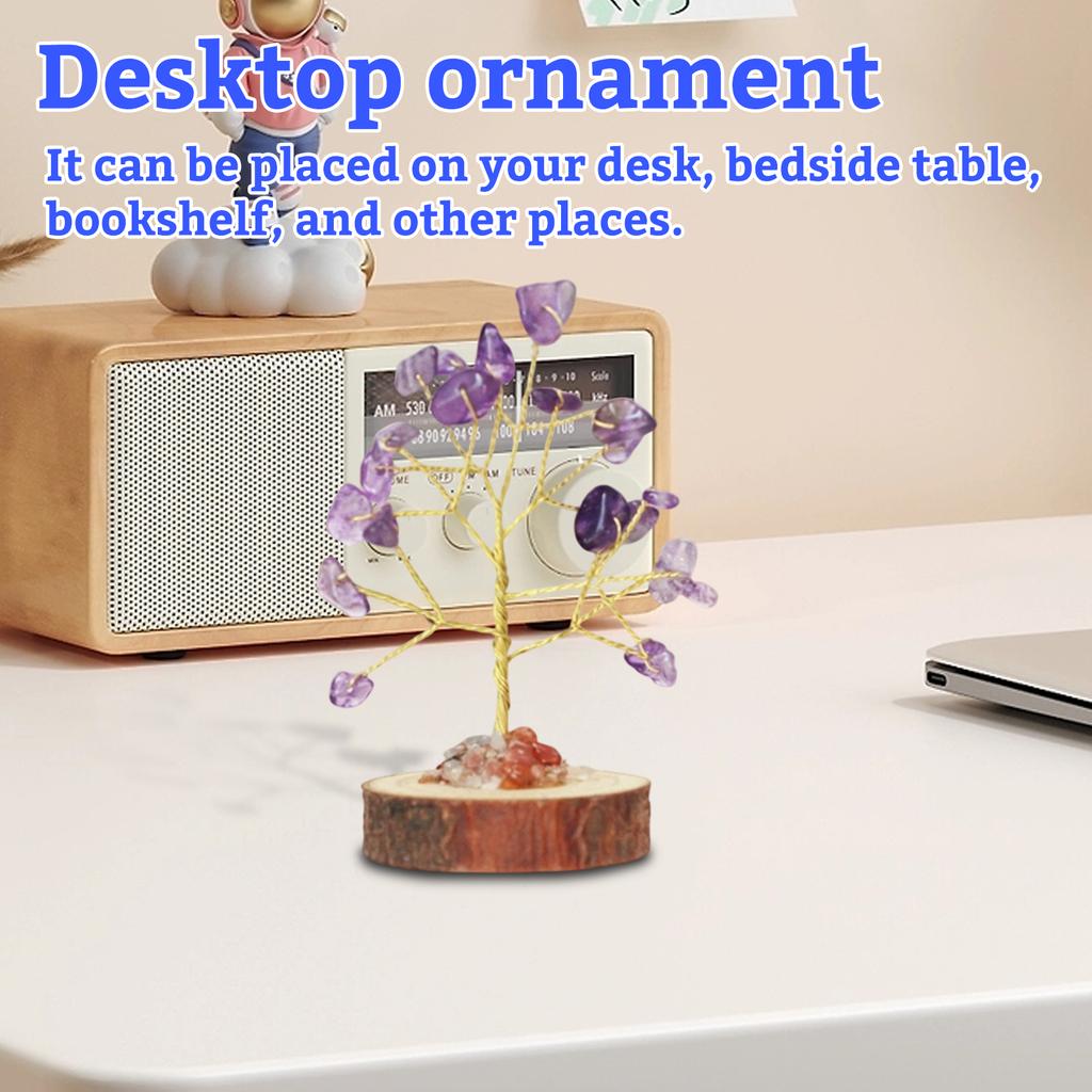 Crystal Tree Of Life Set With Wooden Base, A Tree For And Home Decoration