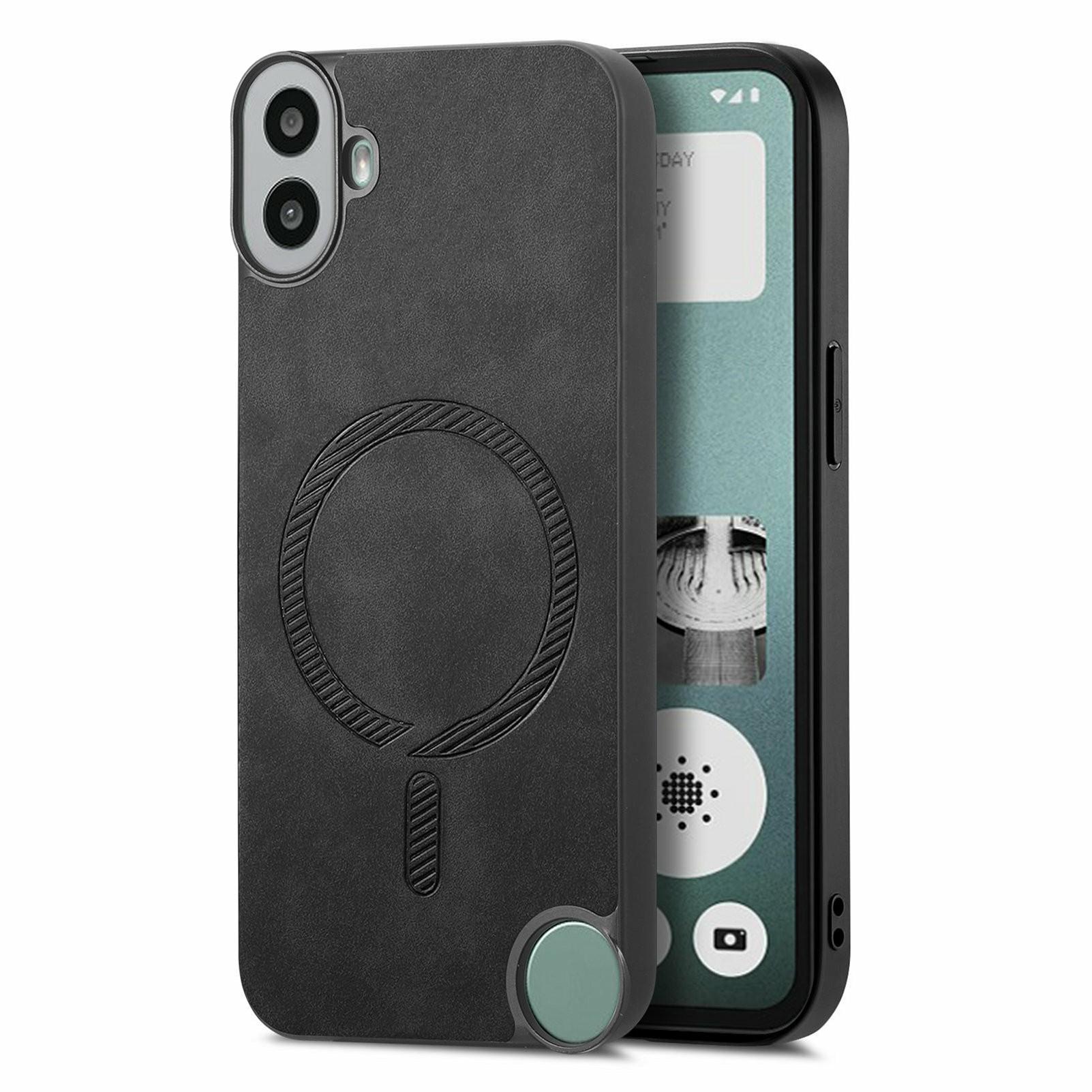 

For Nothing CMF Phone 1 Leather Back Case Compatible with MagSafe Skin-Touch Phone Cover Black