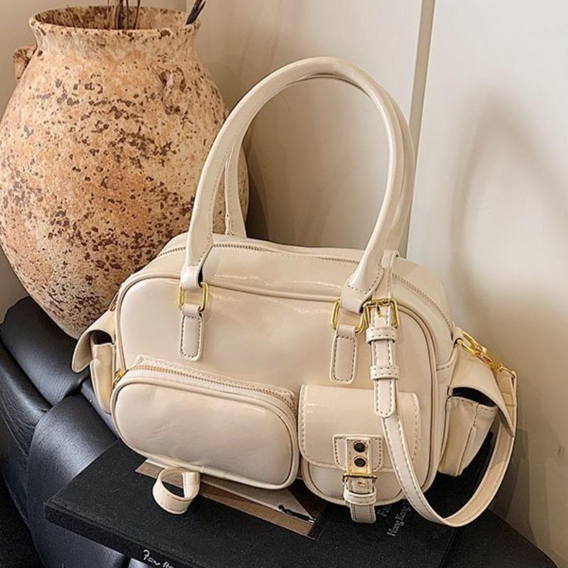 High-end simple small bag women's spring new splicing messenger bag fashionable versatile portable tote bag