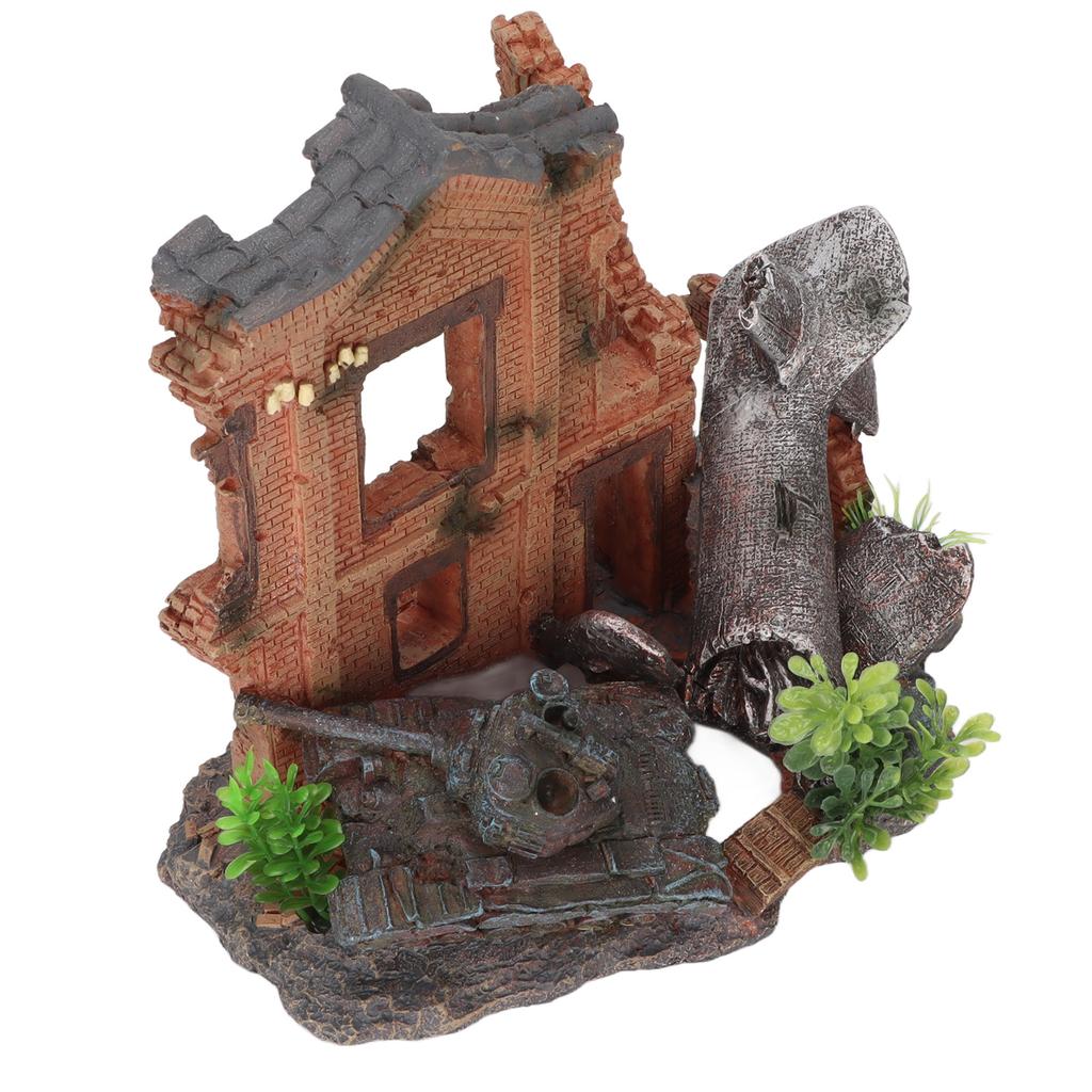 Aquarium Tower Decoration Artificial Plane Crash Resin Fish Tank Decoration for Fresh Water and Sea Water Tanks