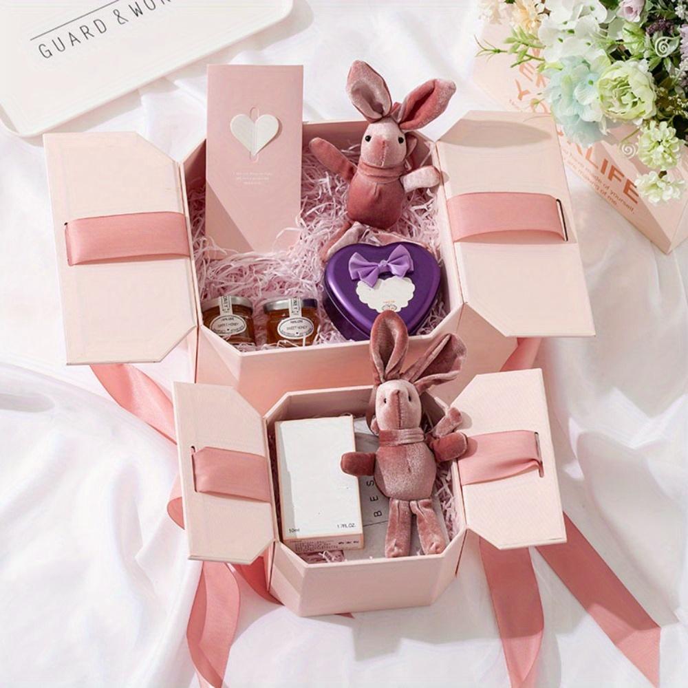 1pc Gift Boxes with Double-opening Gift Lids Octagonal Gift Box Treat Boxes with Ribbon Party Favor Boxes Folding Packaging Box Proposal Gift Wrap Box