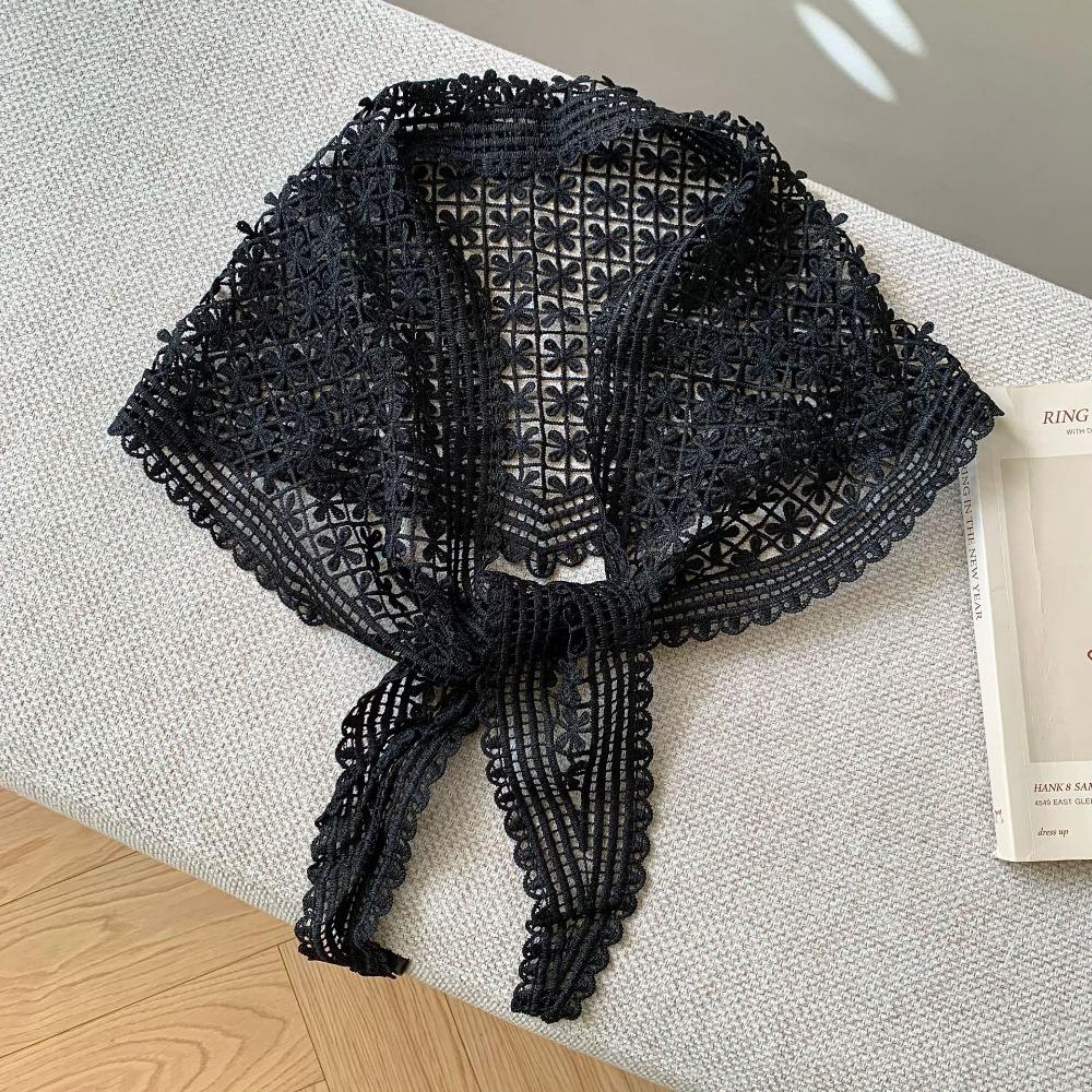 Floral Printed Lace Triangle Scarf Embroidered Lace Head Scarf Embroidered Flower Scarves  Women Style 8