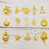 10/15PCS Gold Color Marine Life Charms Alloy Fish Mermaid Shell Conch Seahorse Octopus Pendant Bracelet Jewelry Making Accessory
