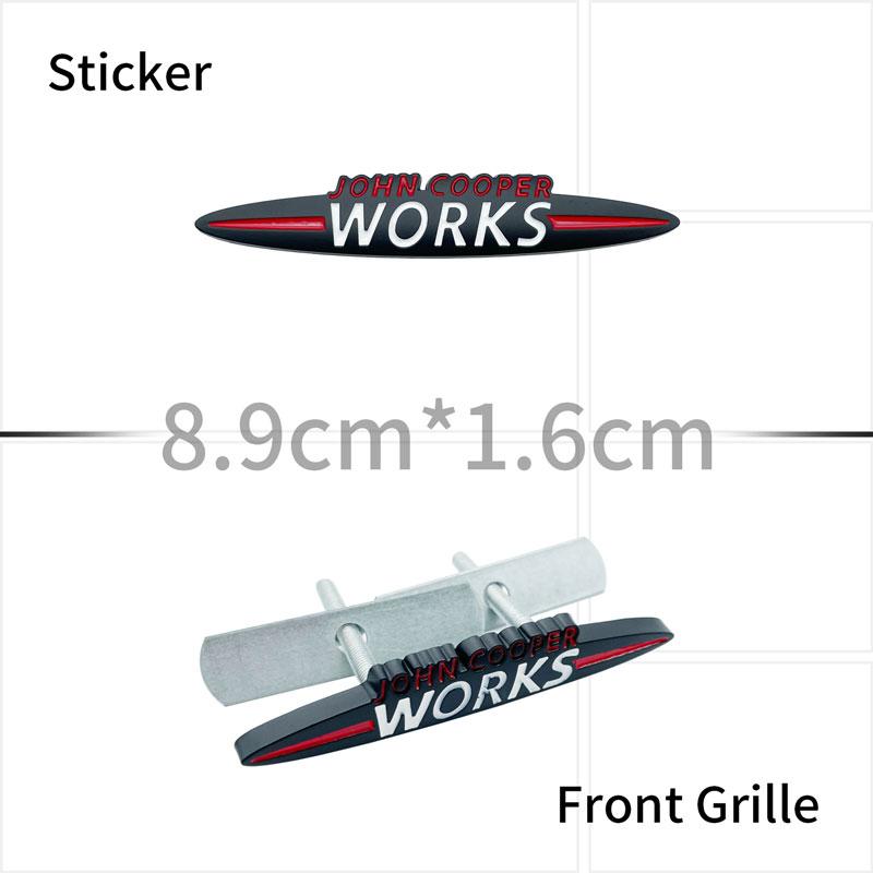 3D Chrome Metal Car Sticker John Cooper Works Emblem Decals For  Mini JCW R50 R52 R53 R55 F56 F55 F60 Fender Front Grille Logo