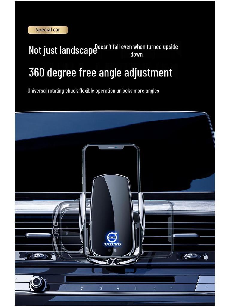 Volvo XC60/S90/V90/S60/V69 için Uyumlu Manyetik Kablosuz Hızlı Şarj Cihazı ve Telefon Tutucu