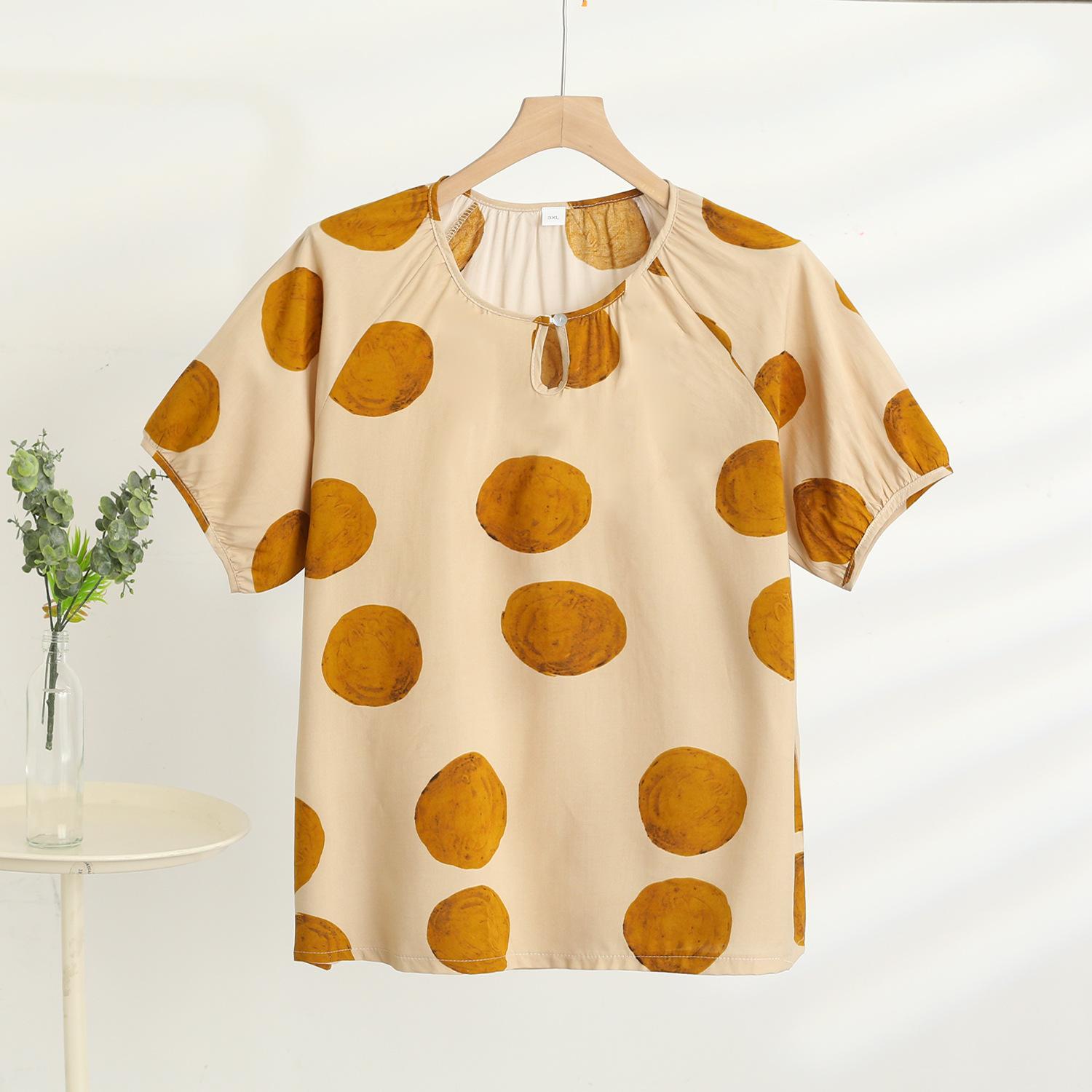 

Хлопковые топы, летние хлопковые шелковые футболки с короткими рукавами, женские принтованные, большого размера, свободные, тонкие, с низом L