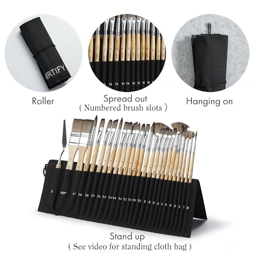 ARTIFY Paintbrush Set, Oil Painting, Watercolor, Acrylic, Gouache Brushes, Watercolor Brushes, Oil Painting Brushes, 24-Piece Set, Expert Series, with