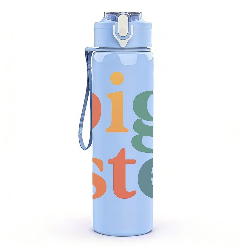 1PC Big Sister Color Text Art Print 750ml Color Plastic Sports Water Bottle Leakproof Flip Straw Lid Suitable for Sports Office Home Use