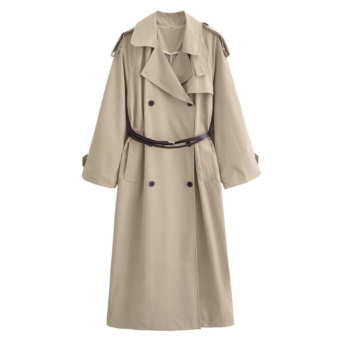 

Женская мода осень 2024: Европейско-американский свободный тренч с поясом XS хаки