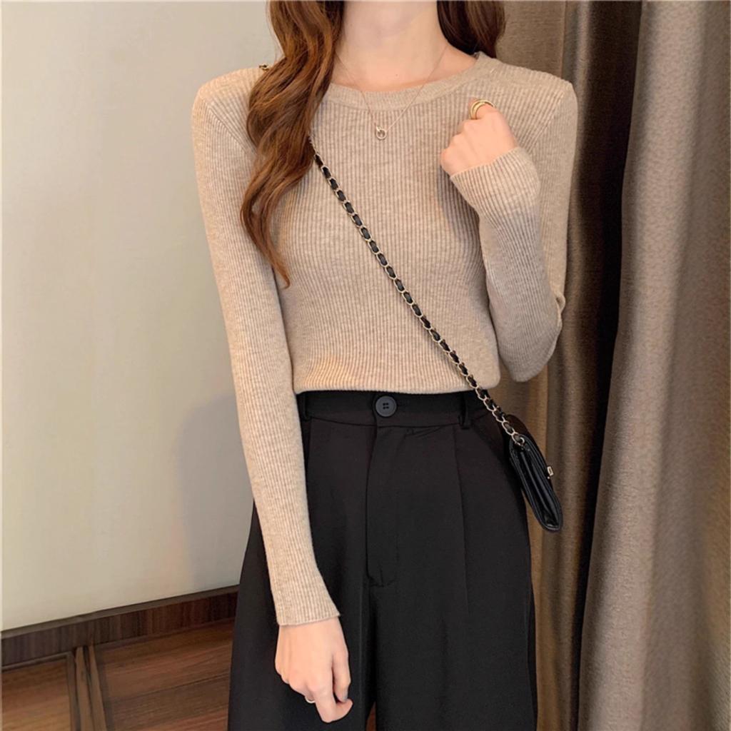 1116 New Slim-fitting Low-necked Sweater Women's Bottoming Sweater Autumn and Winter Long-sleeved Knitted Sweater