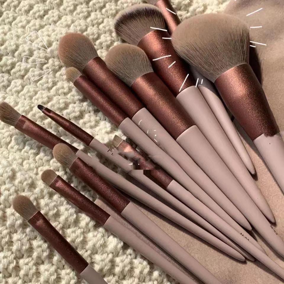 Sijiqing 13-Piece Soft Bristle Makeup Brush Set - Ideal for Beginners & Travel