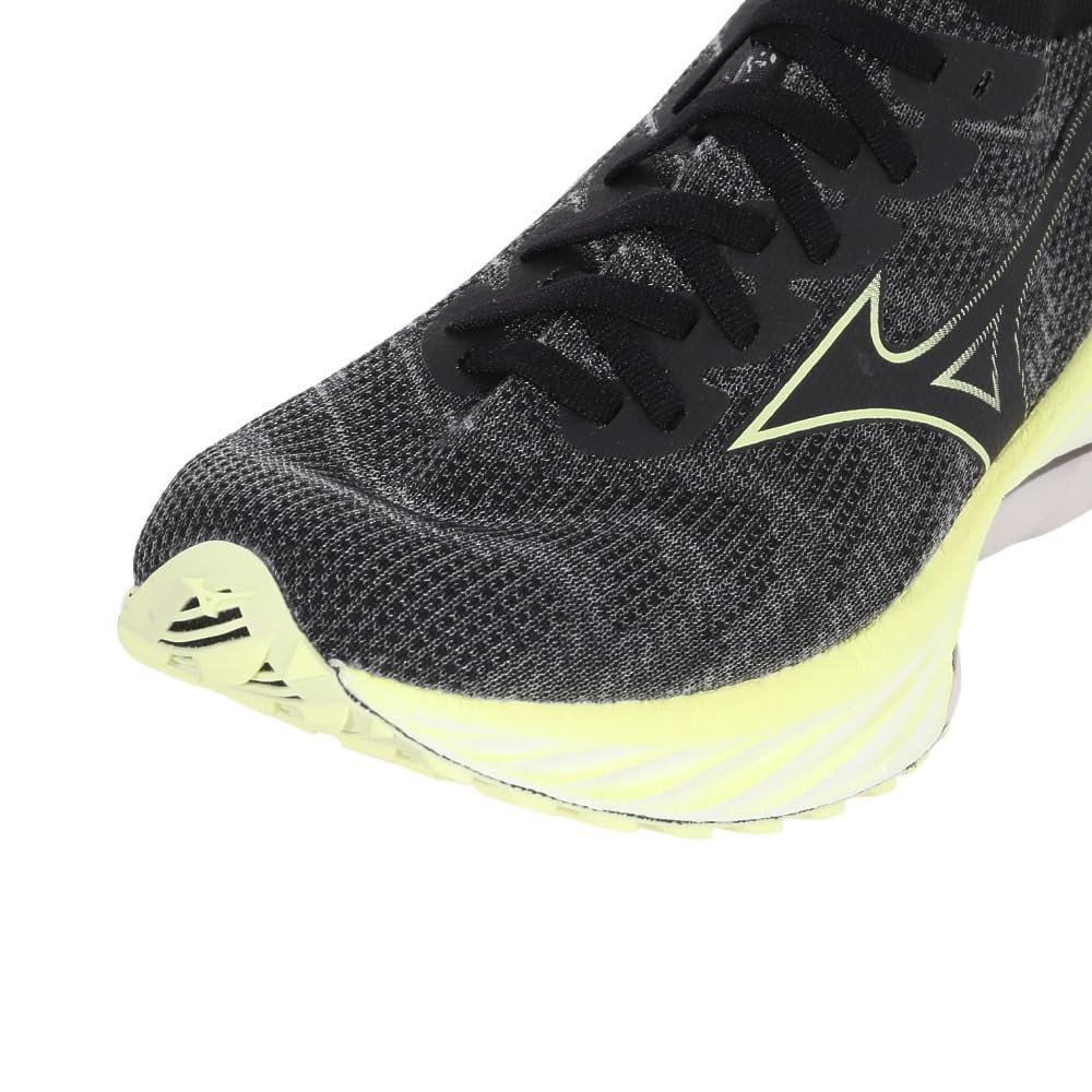 Mizuno Wave Neo Wind Running Shoes, Men's, Lightweight, for Jogging, Marathons, Sports, and Training, Black/Yellow/White, Size 29.0 Cm, 2E