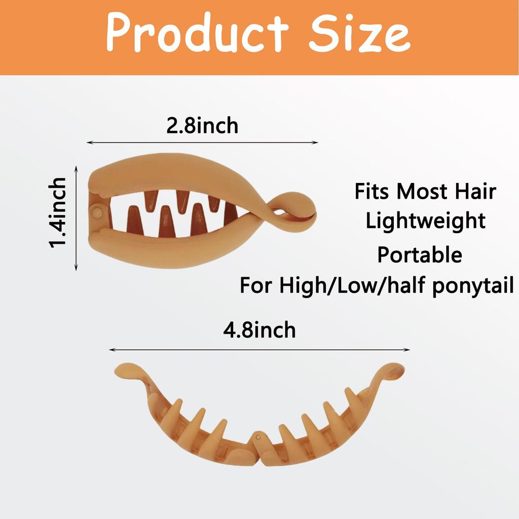 Banana Clips for Hair, Small Clips for Women, Small Banana Clip for Fine Hair, Hair Bun Holder, 4PCS Matte Banana Clips in White Black Brown Khak
