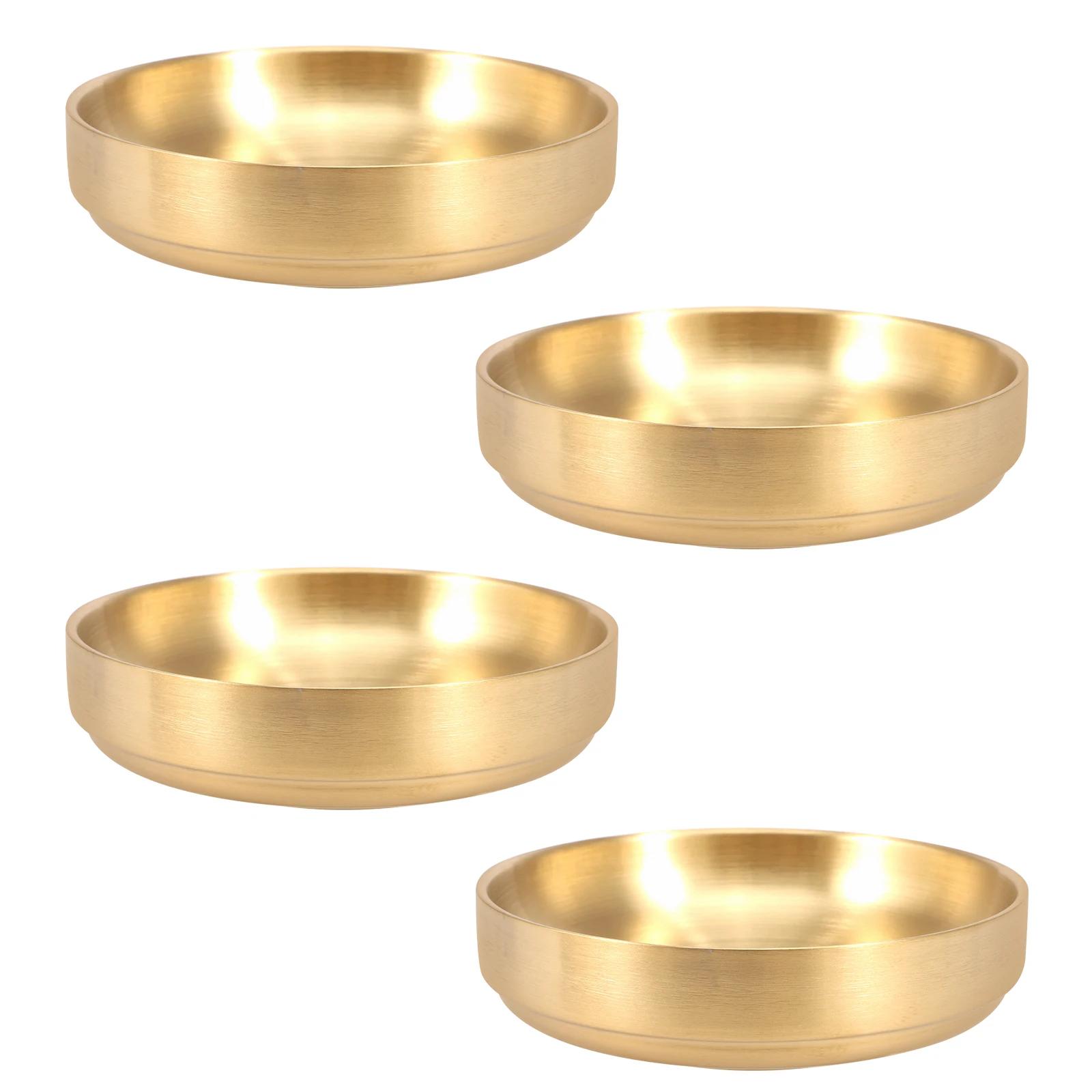 

4 Pcs Cat Food Bowl Stainless Steel Round Shape Dog Cat feeder Bowl Large Opening Shallow Dish Pet feeding & watering supplies