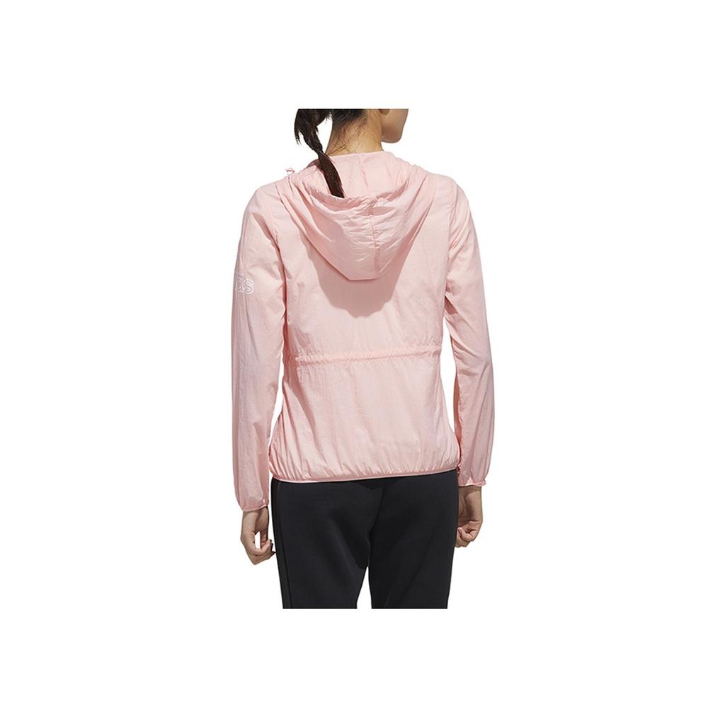 Adidas Windbreaker With Hood And Zipper Women Jacket Pink FT2886