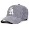 Unisex Gothic LA Embroidery Corduroy Baseball Cap Spring Autumn Outdoor Adjustable Casual Hat Sunscreen Sports Cap