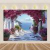Nordische Griechische Landschaft Hausparty Dekorationen Inselstadt Santorin Blaue Kuppel Kirche Ägäis von Santorin Fotografie Hintergrund