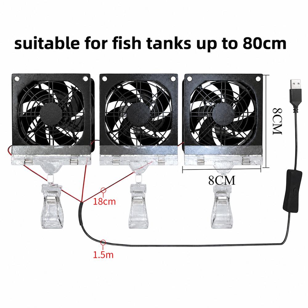 1Pcs Adjustable Angle Aquarium Chiller Fan Fish Tank Fan for Fish Tank Fishbowl Aquatic Pet Cooling