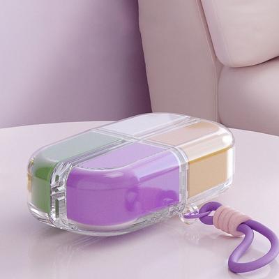 Caixa de Remédios Cubo Mágico Magnético Vedada à Prova de Umidade Estojo de Pílulas para Sete Dias 4 Compartimentos com Cordão Recipiente para Comprimidos
