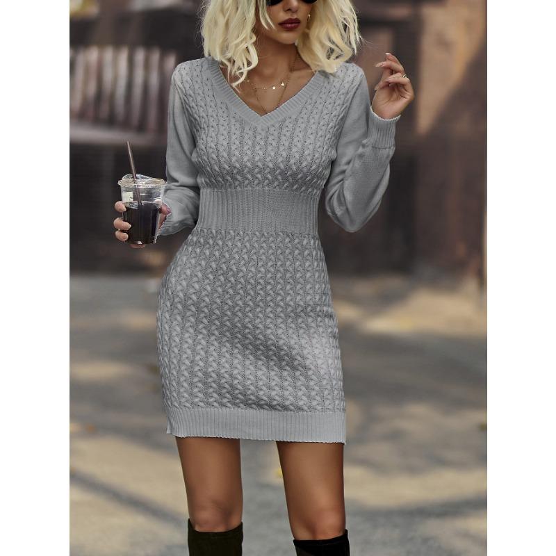 YYFS Women's Fashion Casual Fall Winter Solid Color Print Long Sleeve V-Neck Sweaters