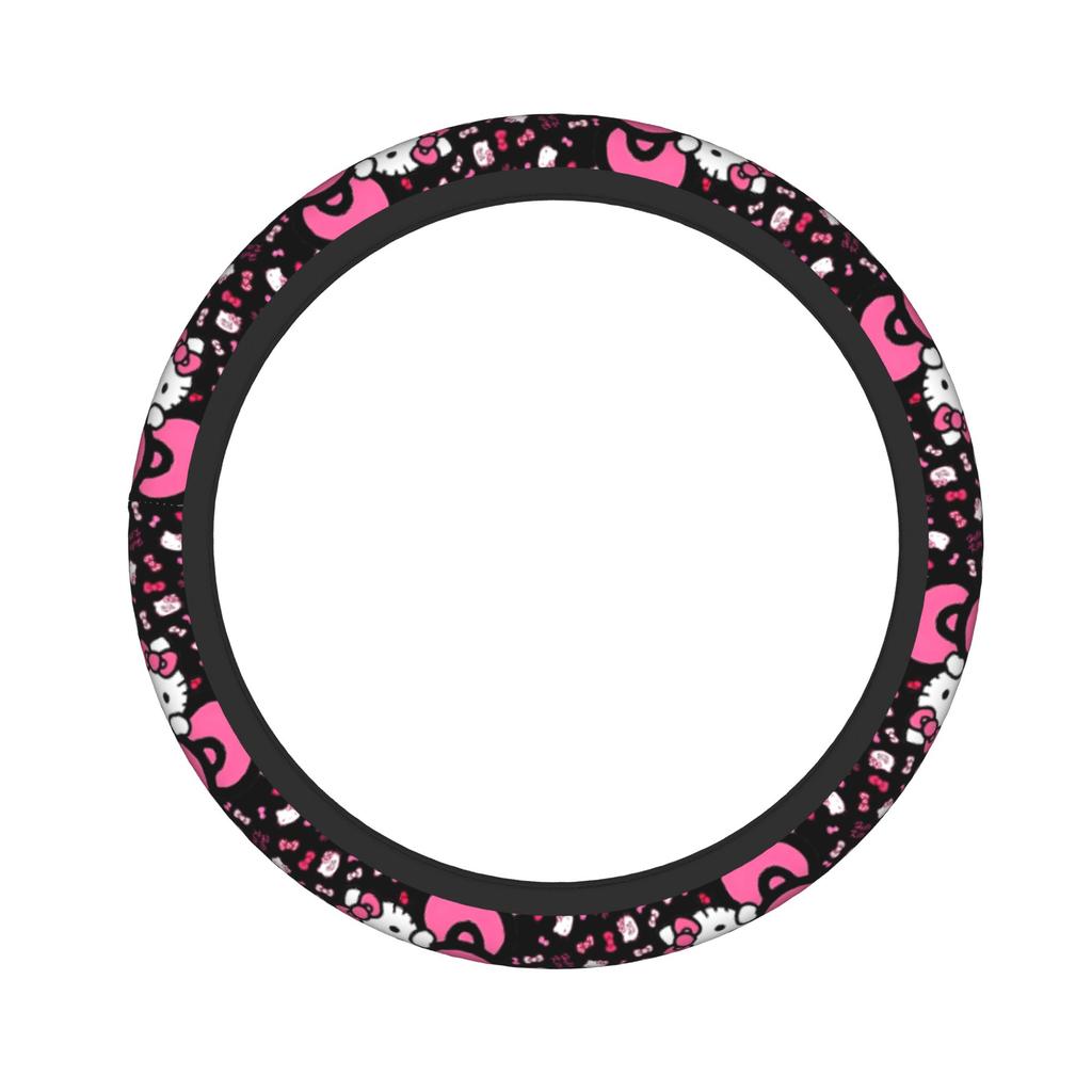 Kittys Cartoon Car Steering Wheel Cover 38cm Steering Wheel Protective Cover Auto Decoration Interior Accessories