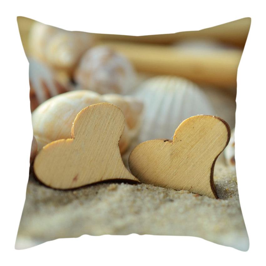 Beach Decoration Pillowcase Natural Landscape Starfish Conch Shell Printing Pillow Home  Sofa Cushion Cover 45x45cm