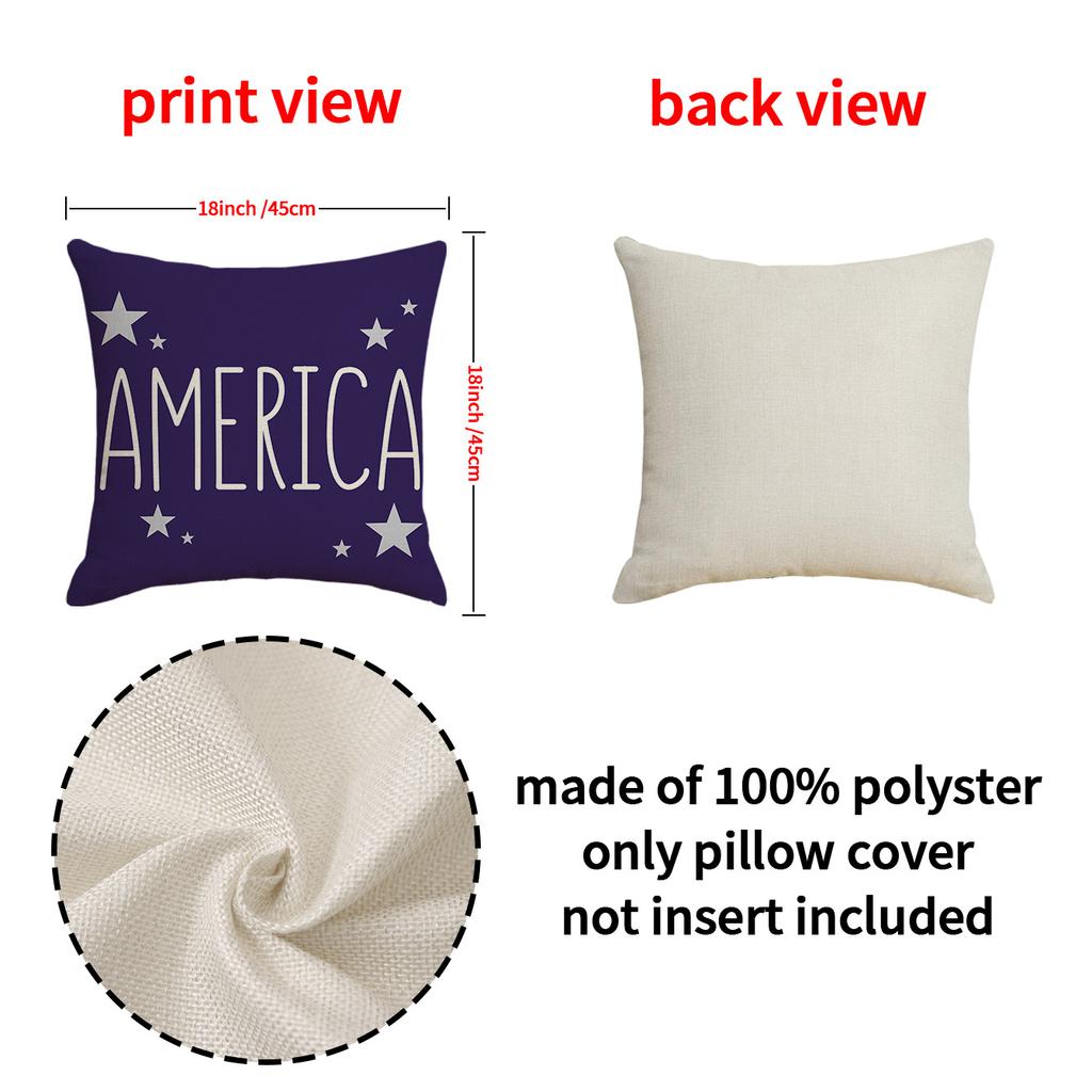 4pcs/Set Independence Day Letter Cover American Printed Sofa Cushion Cover Home Decoration New Linen Pillow Without Pillow Core