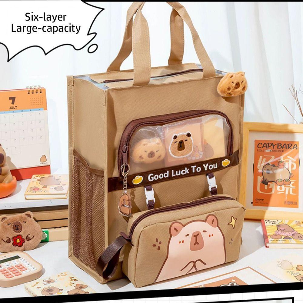 Large-capacity Students Tutorial Bag Six-Layer Handbag Stationery Storage Bag  School Office