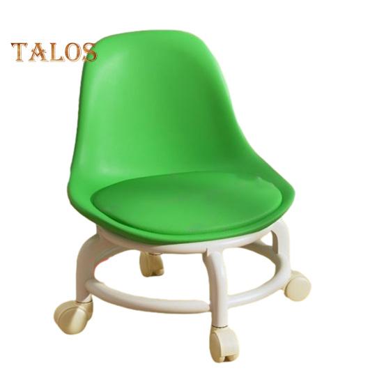 Low Rolling Stool with Backrest 360 Degrees Swivel Wheels Faux Leather Cushion Roller Seat Heavy Duty Rotating Mini Chair Seating Stool