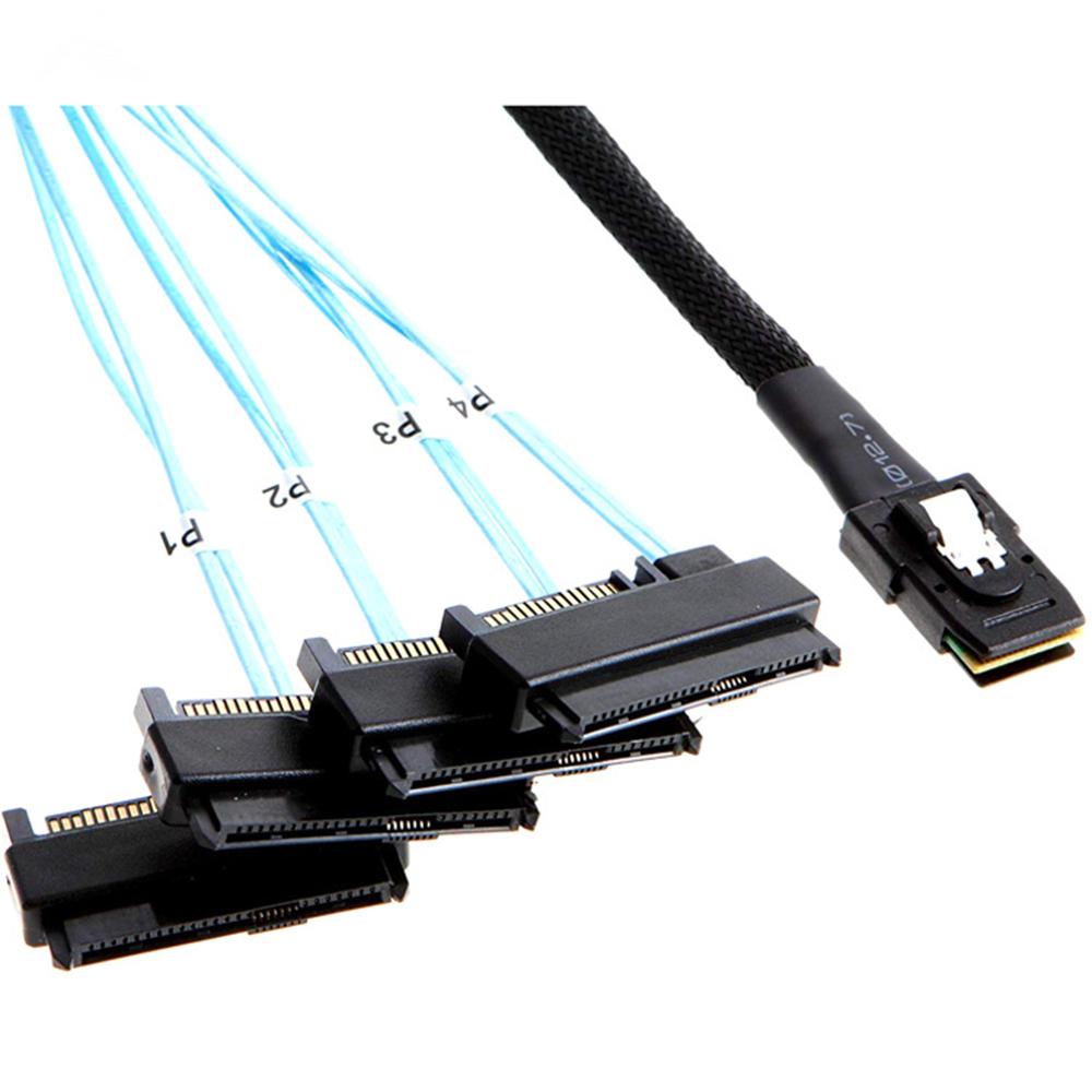 Mini SAS 36P SFF-8087 til 29+15Pin 4 SFF-8482-kontakter SATA Strømkabel Ledning 1m