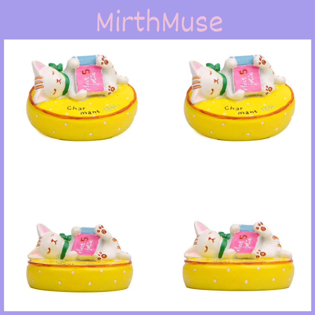 Cat Lying On A Cushion Reading A Book Resin Figurine For Home And Office Display