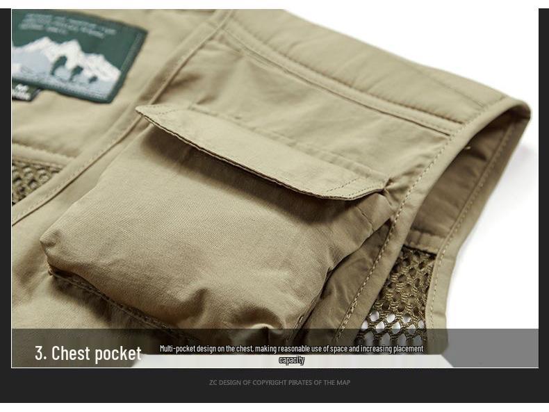 Men's Multi-Pocket Mesh Vest for Outdoor Photography and Fishing