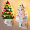 Resinous Christmas Tree Night Light Two Colours Ceramic Christmas Tree Bedside Lamp Mini Christmas Tree Bedside Lamp