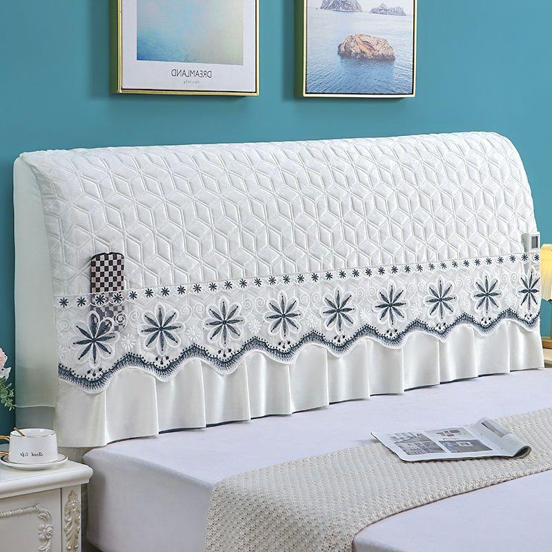 European-style Printing Full Surround Headboards Protector Case Solid Color Quilting Bed Head Cover Bedding Bedside Dust Cover