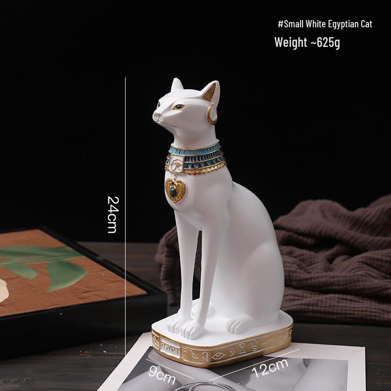 Nordic White Egyptian Cat Resin Ornament for Home or TV Cabinet Decor