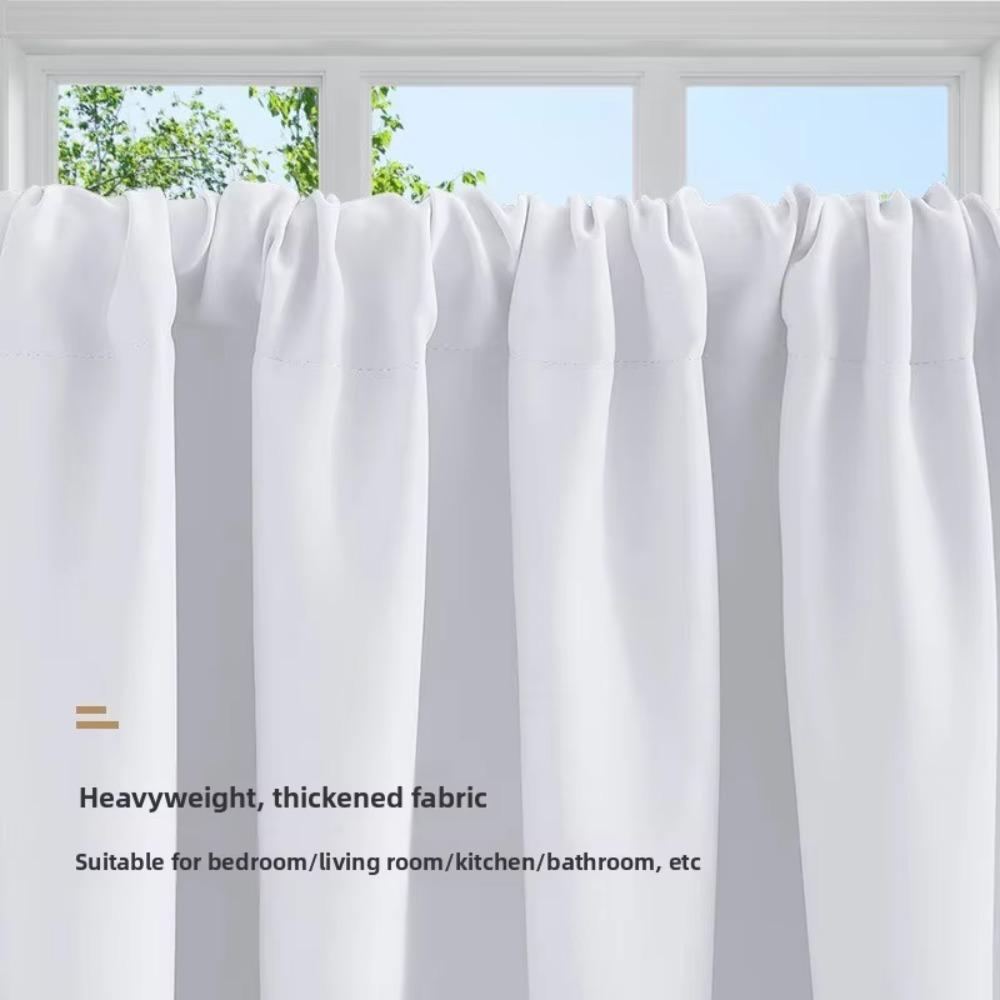 2PCS Solid Color Kitchen Short Curtain Through-rod Design Cabinet Curtain Living Room