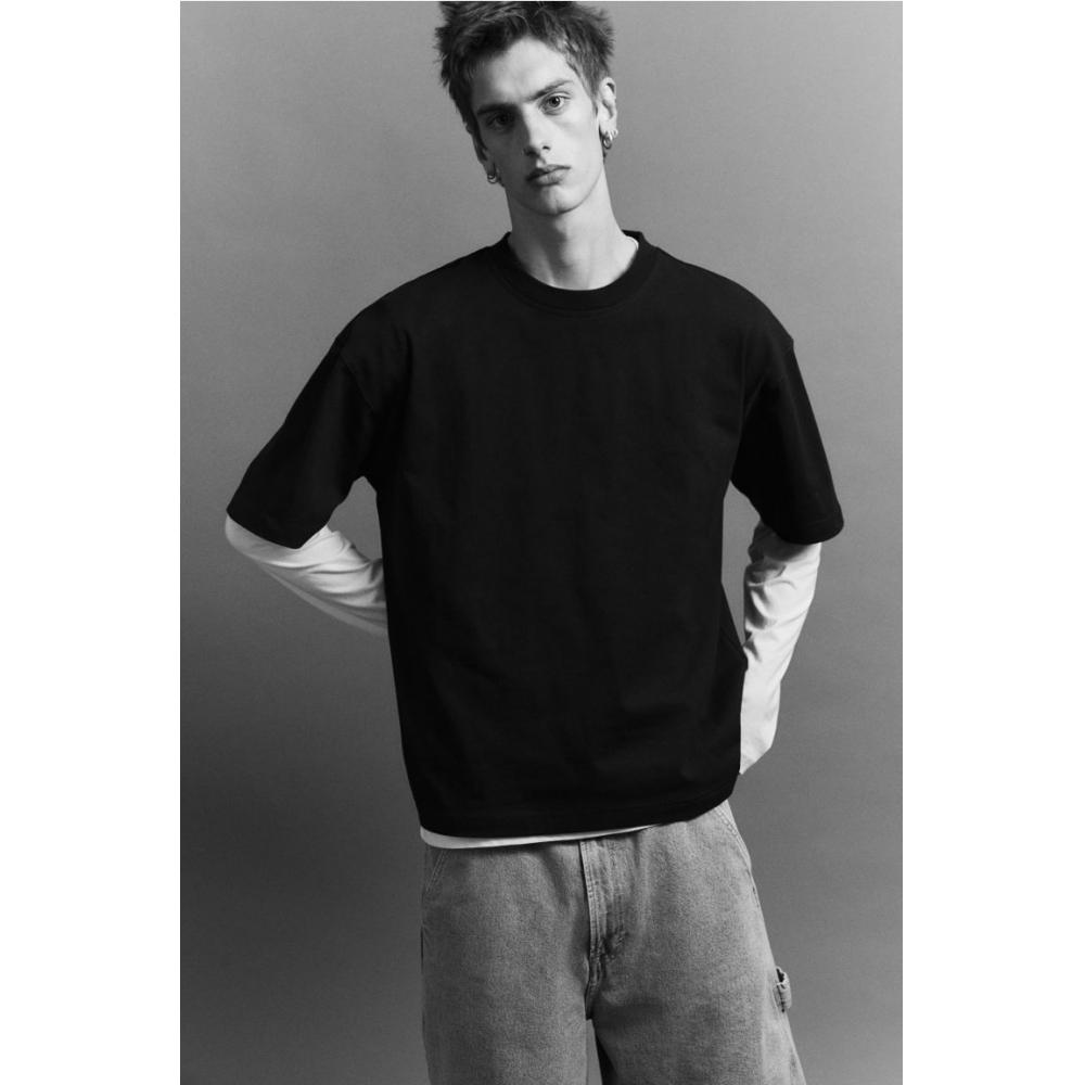 H M Oversized FiT CoTTon T sHirT Dark Brown