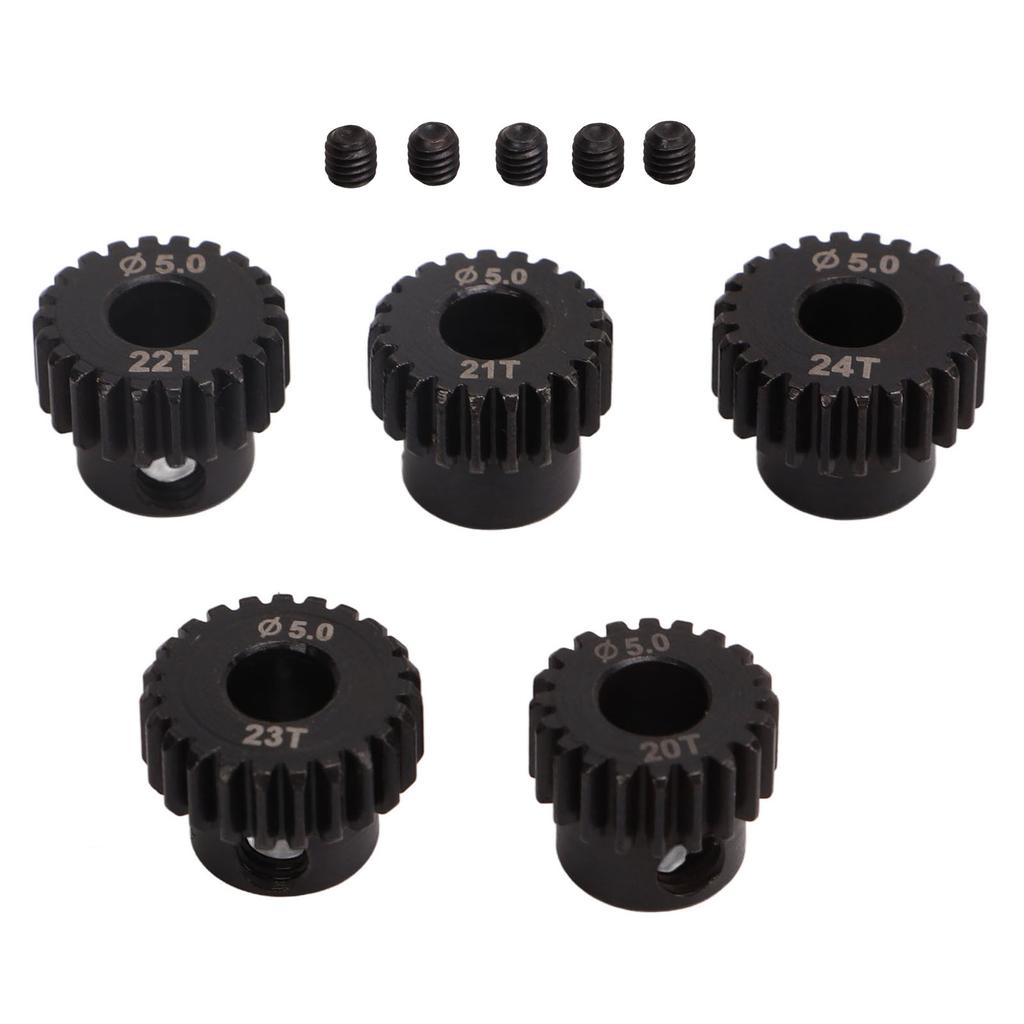 48DP Pinion Gear Set 5.0mm Chrome Molybdenum Alloy Steel 20T 21T 22T 23T 24T RC Motor Gear for Remote Control Car Motor