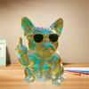 Mittelfinger Bulldoggen Statue Harz Stinkefinger Französische Bulldogge mit Sonnenbrille Pieselnde Bulldogge Schreibtisch Ornament Gag Geschenk für Hundeliebhaber