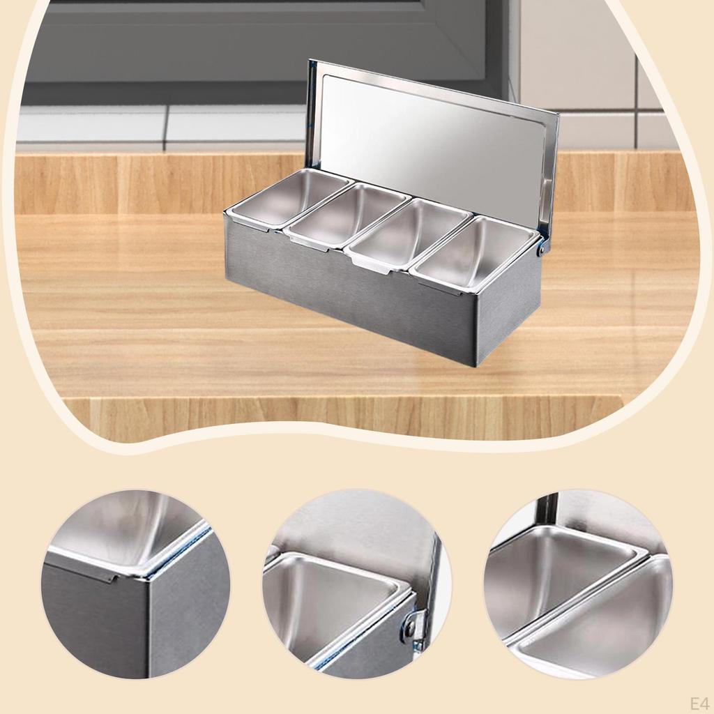 Gewürzhalter, Edelstahlbox, Aufbewahrungstablett, Spender, Gewürzgläser,