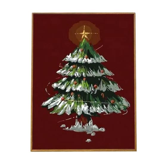 Christmas Tree DIY Painting Xmas Paint-by-Numbers Kit Canvas Paints Included Holiday Themed Painting Set for Adults Festive Home Decor Christmas Gift
