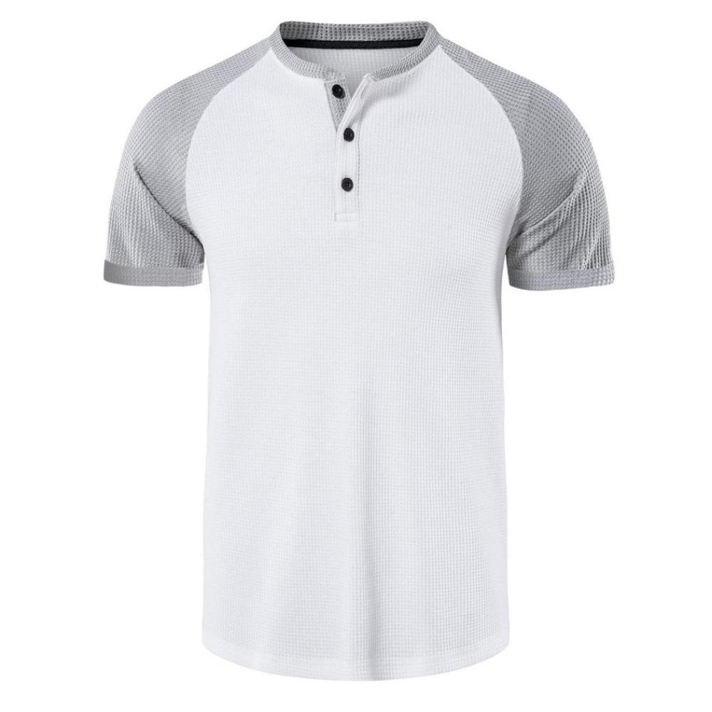 

Мужская повседневная спортивная футболка с коротким рукавом с рукавами реглан, мужская рубашка Henley с вафельной сеткой Генри XL белый