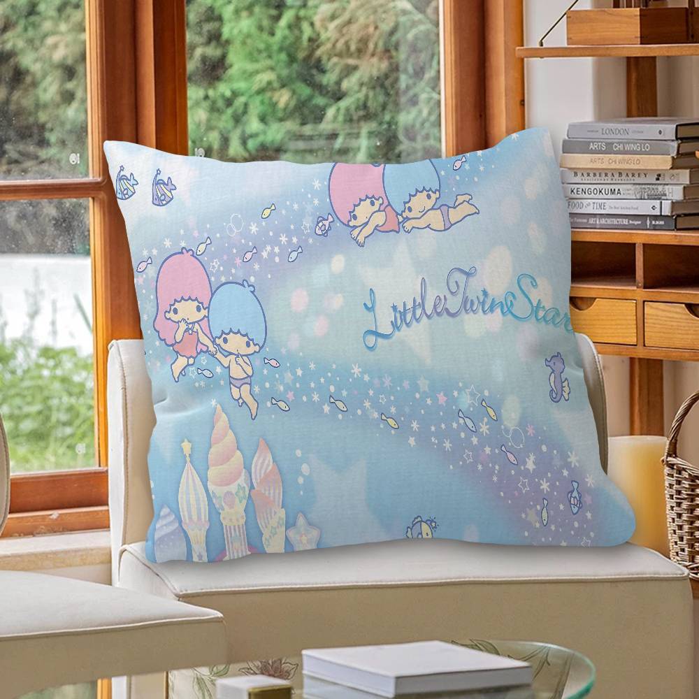 Cute L-Little T-Twin S-Stars Pillow Covers Cartoon Sofa Decorative Home Double-sided Printing Short Plush Cute Cushion Cover