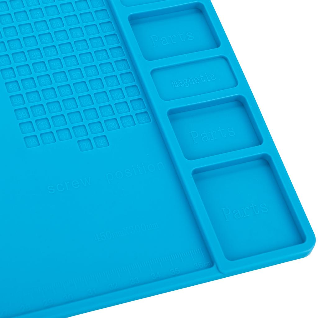 Rosfix Silikonowa Mata Lutownicza Z Organizatorem 450 X 300mm – Odporna Na Wysoką Temperaturę Do 500°C | Antypoślizgowa | ESD