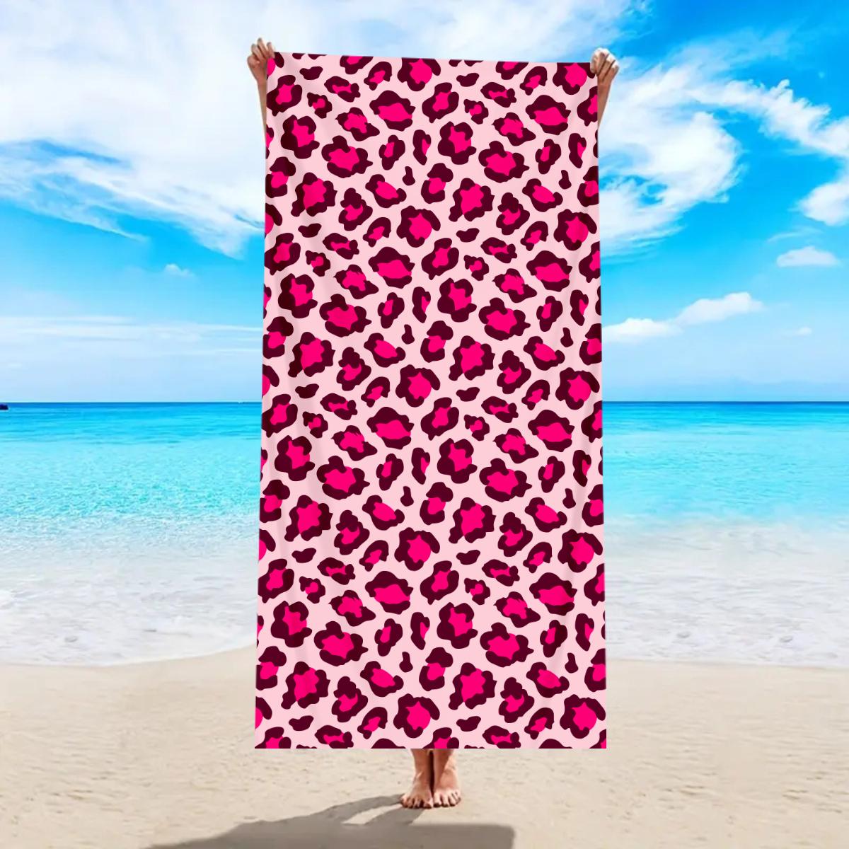

1pc Fashionable leopard print large beach towel, multifunctional beach towel for sports swimming, yoga, camping W40*H60(CM)
