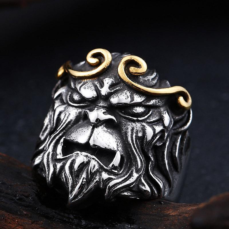 Retro Black Myth Wukong Ring For Men Punk Gothic  Large Adjustable Ring Journey To The West Monkey King Accessories Gift