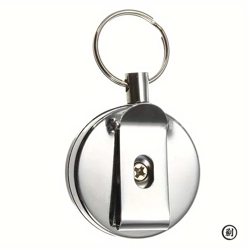 Duty Badge Reels Retractable Badge Holder, Metal Retractable Keychain Badge Reel ID Badge Holder with Belt Clip Key Ring 1PC
