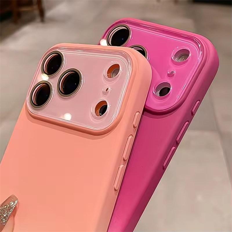 Husă Moale cu Gradient de Culoare Bomboană cu Fereastră Mare Pentru IPhone 17 16 15 14 Pro Max 13 12 Air Plus Silicon Lichid Rezistent la Șocuri Husă Spate